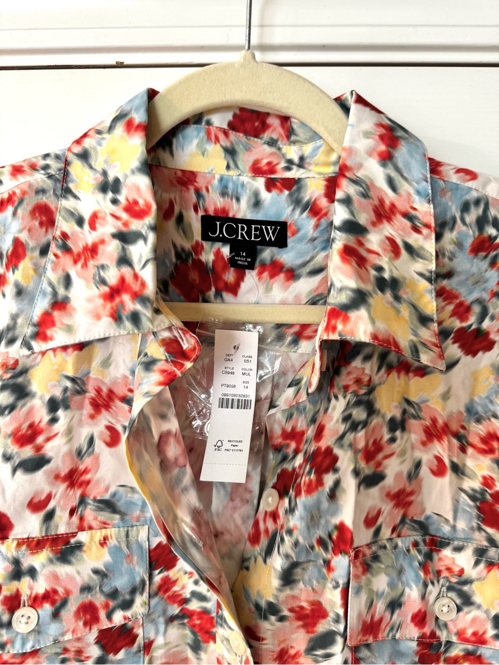 J. Crew Floral Short-Sleeve Button-Down Shirtdress - Red, Blue & Yellow - Picture 5 of 5